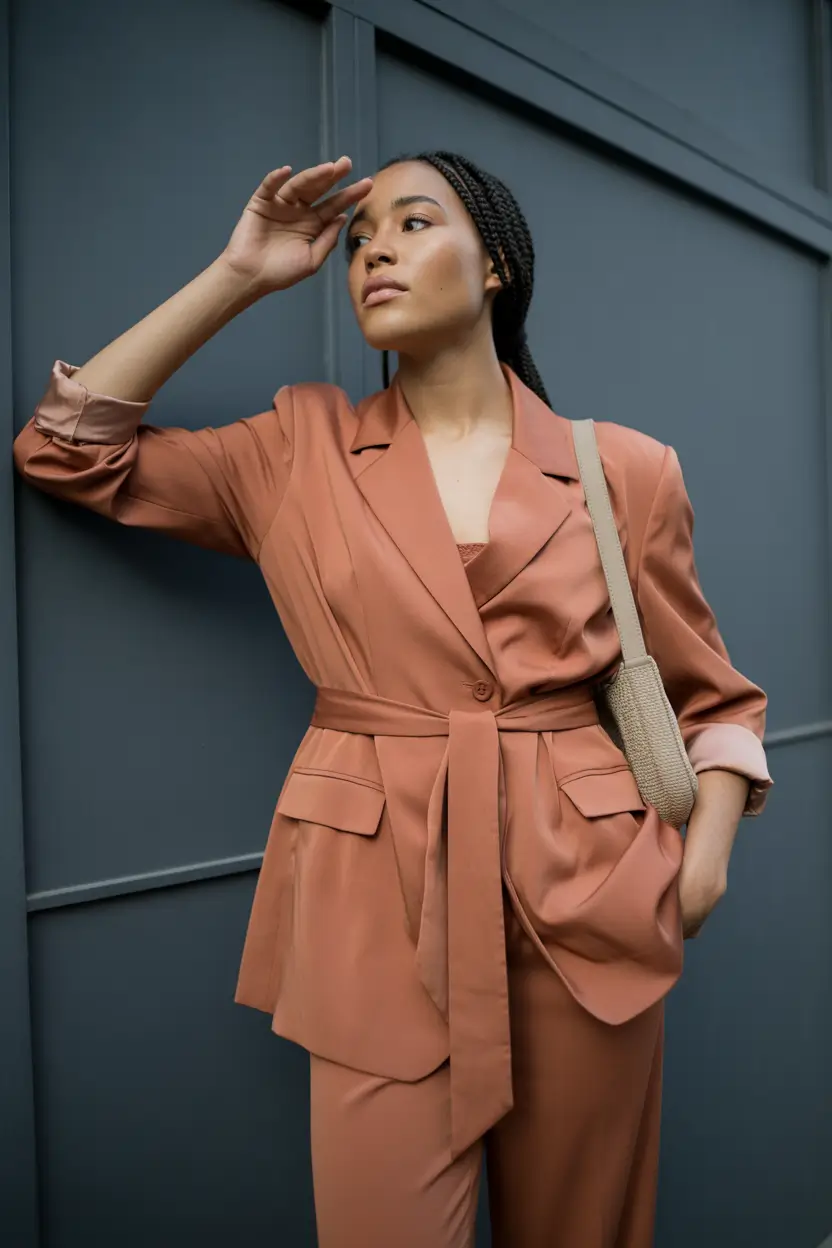 spring outfits black women 2026 Terracotta Suiting With Relaxed Glam