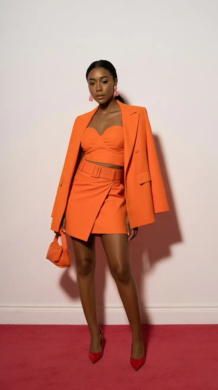 spring outfits black women 2026 Brunch Pink Meets Tangerine Bold