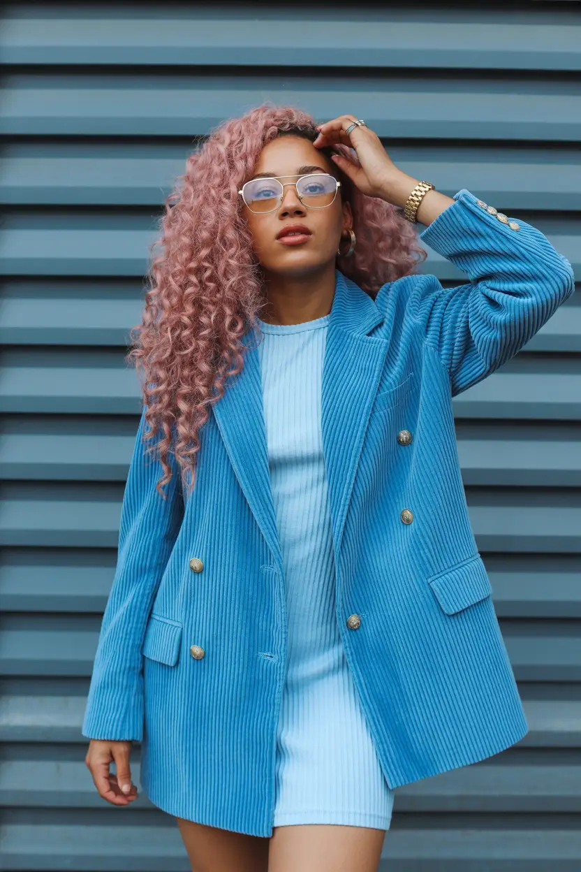 spring outfits black women 2026 Blue Layers for a Cool Spring Statement