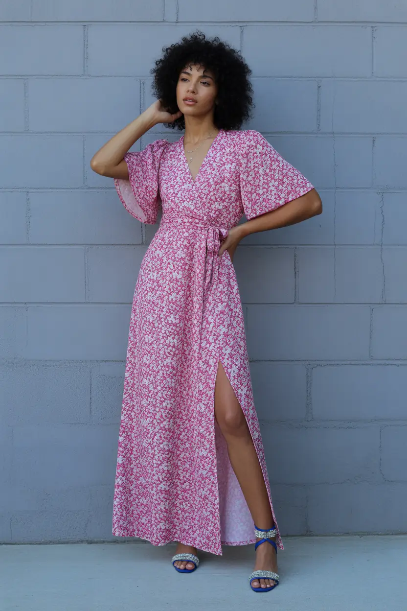 spring outfits black women 2026 Soft Floral Wrap Dress for an Easy Spring Glow