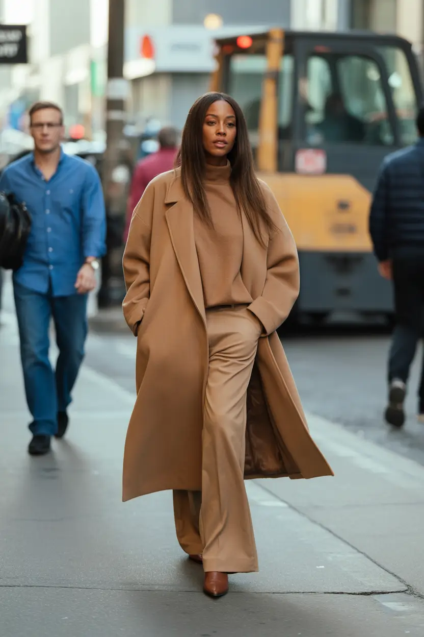 spring outfits black women 2026 Monochrome Camel For Quiet Luxury Days
