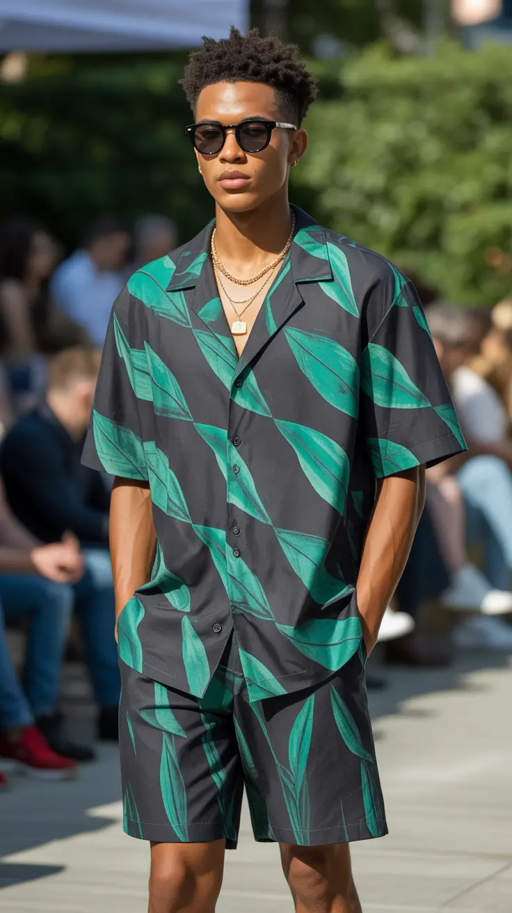 spring outfits men 2026 Relaxed Pattern Play With Street Confidence