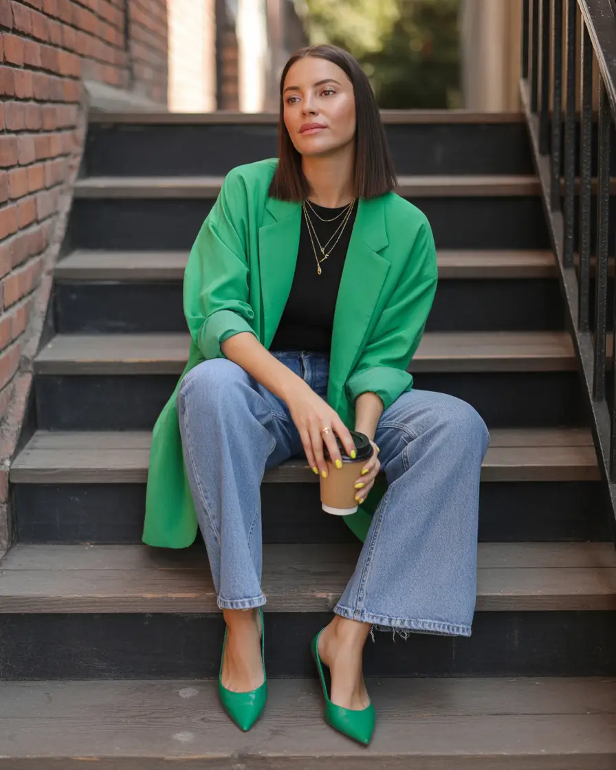 Spring Outfits for Women Over 30 2026 Green Blazer Energy for Everyday Power