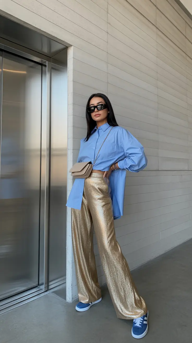 Spring Outfits for Women Over 30 2026 Metallic Pants