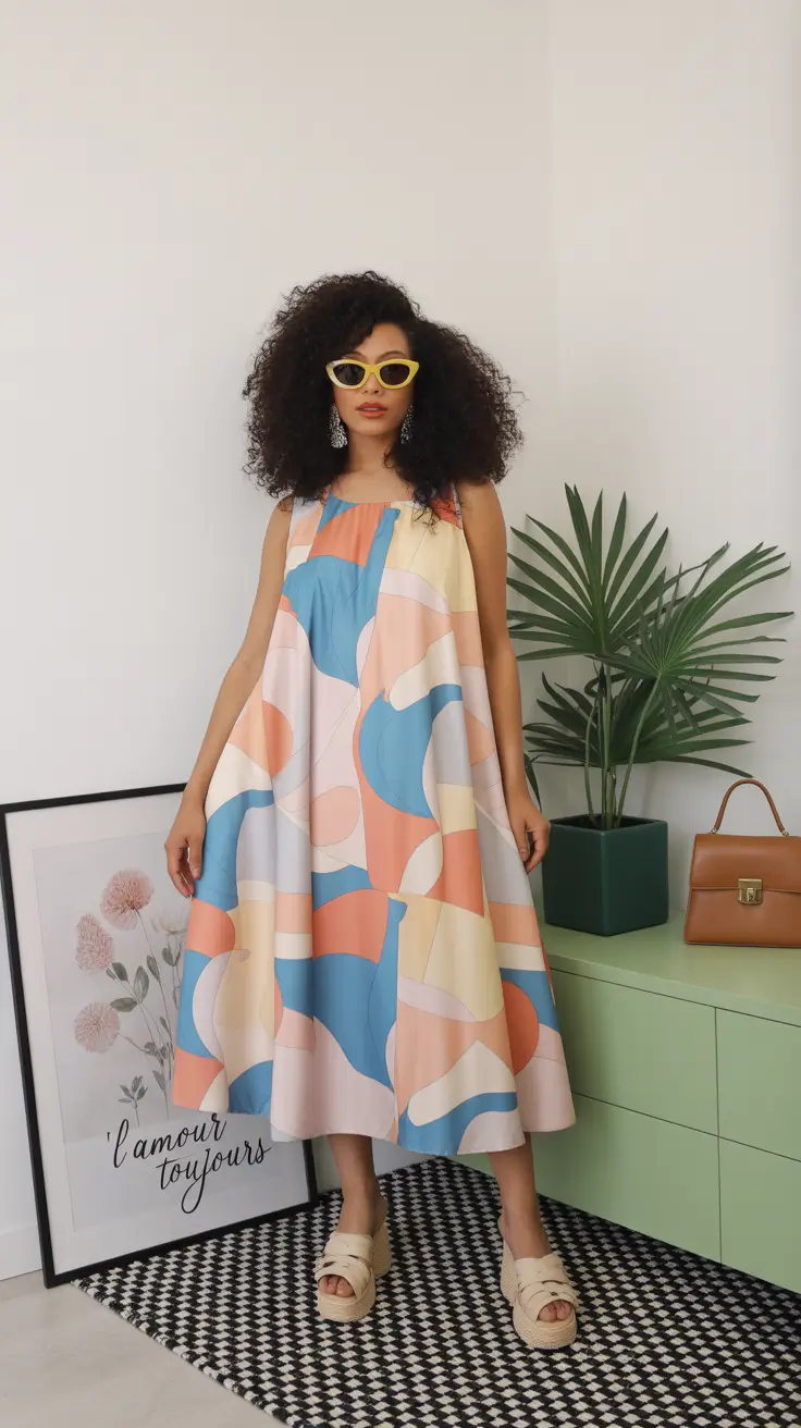 Spring Outfits for Women Over 30 2026 Art Print Dress for Bold Spring Mood