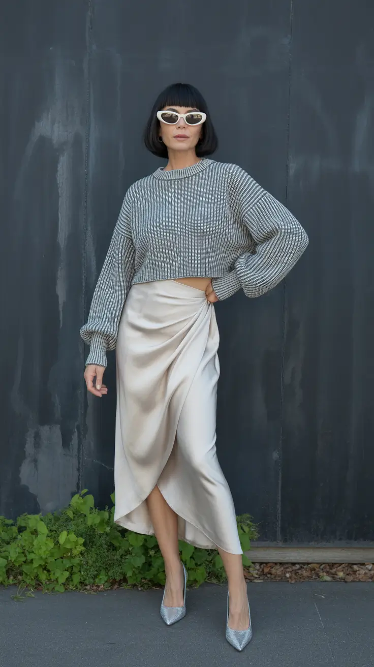 Spring Outfits for Women Over 40 2026 Modern Contrast with Feminine Balance