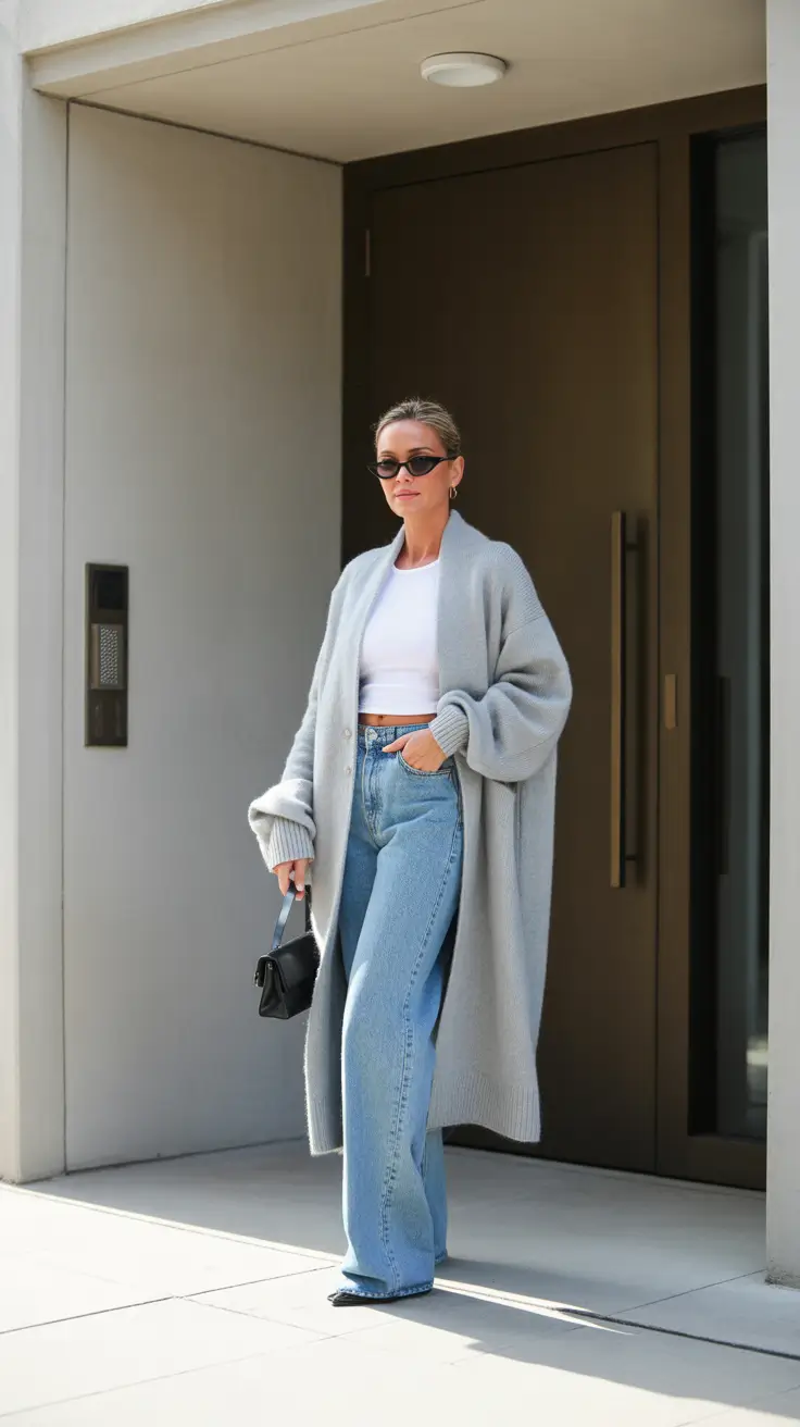 Spring Outfits for Women Over 40 2026 Relaxed Denim with Cozy Layers