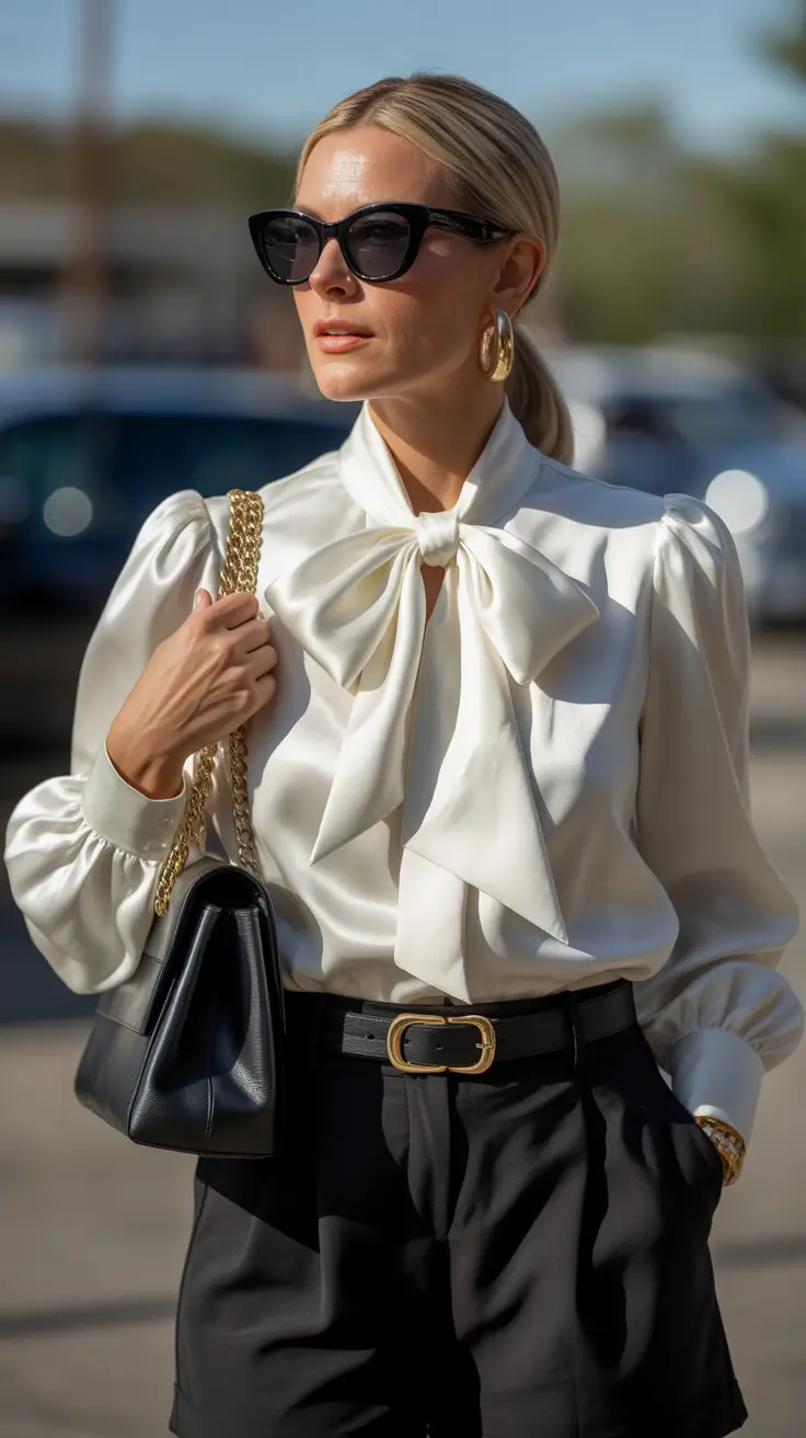 Spring Outfits for Women Over 40 2026 Polished Contrast for Everyday Elegance