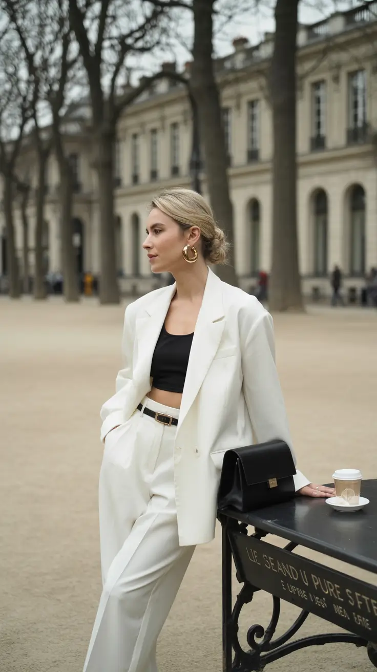 Spring Outfits for Women Over 40 2026 Relaxed White Suit With a Modern Attitude