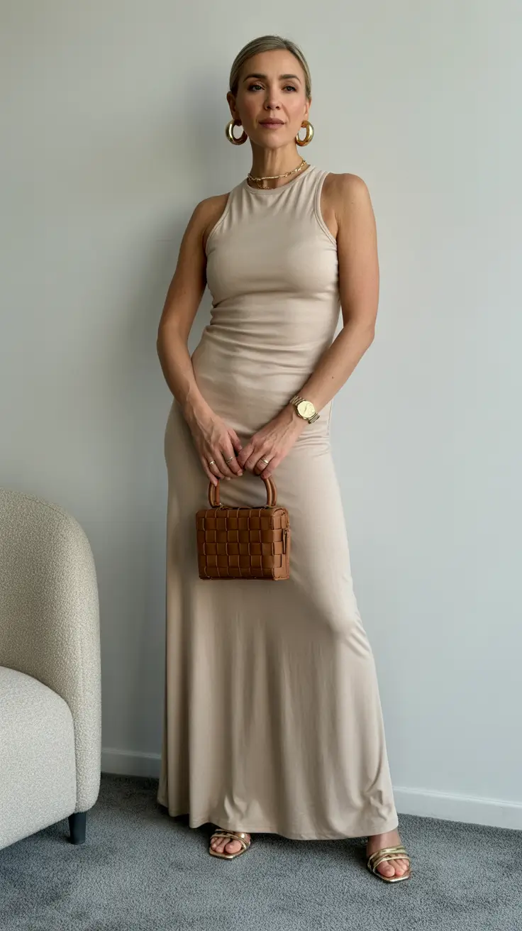 Spring Outfits for Women Over 50 Minimalist Maxi Dress
