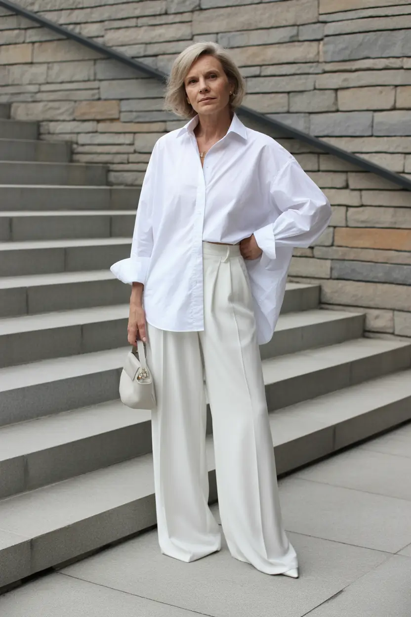Spring Outfits for Women Over 60 Crisp White With Relaxed Tailoring