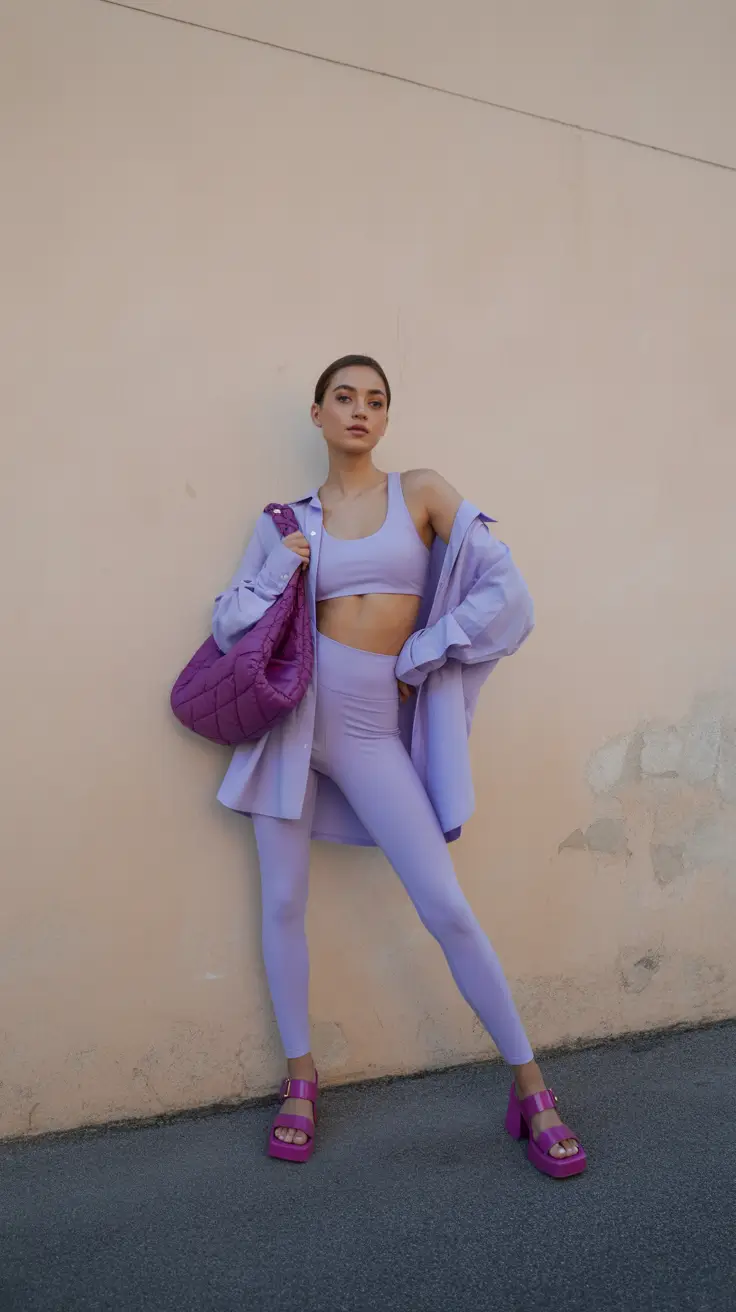 spring sport outfits for women 2026 Lavender Matching Set With a Soft Classy Finish