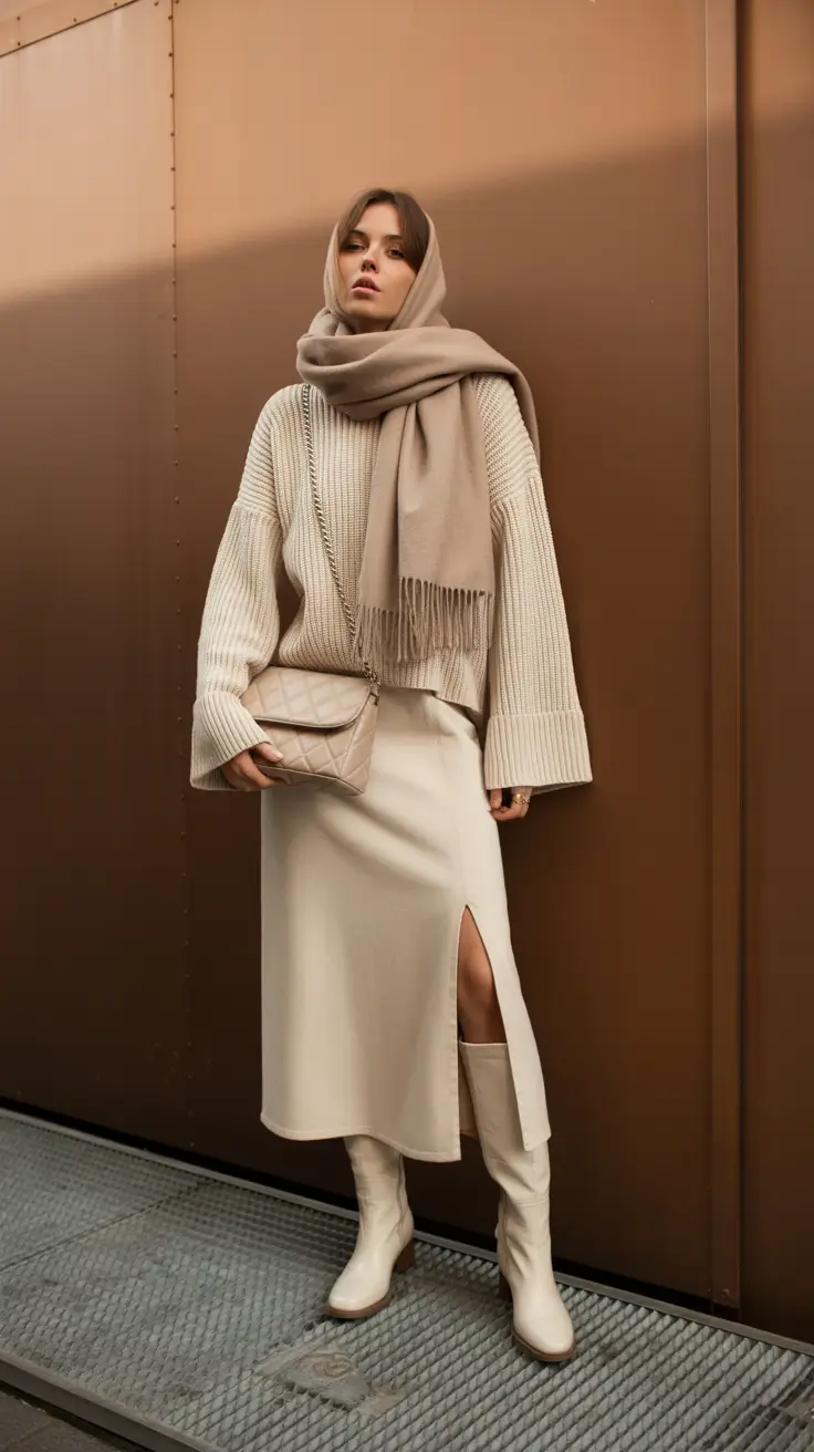 spring transition outfits 2026 Soft Neutrals with Cozy Accessories