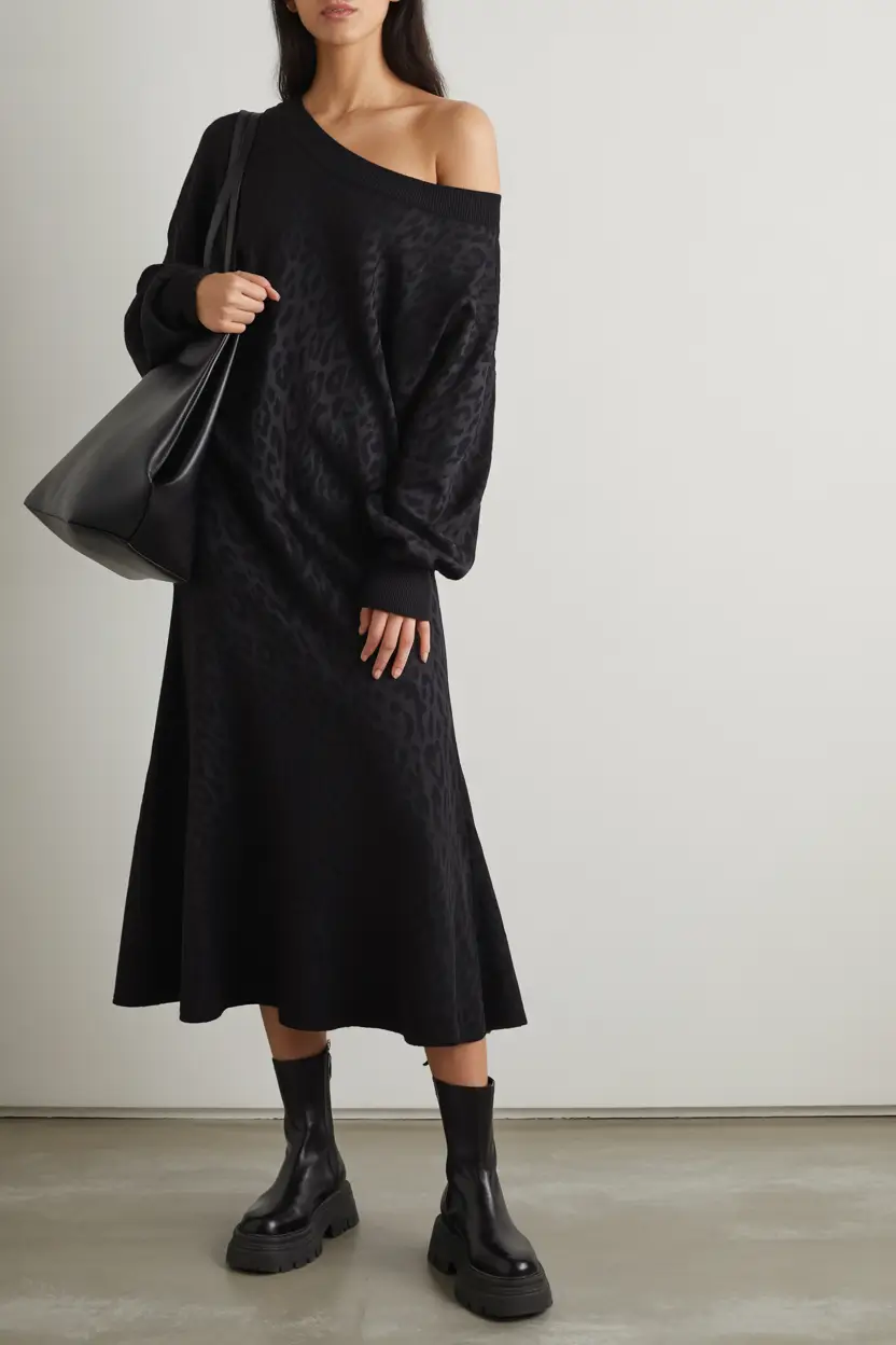 spring transition outfits 2026 Relaxed Dark Dresses With Everyday Edge