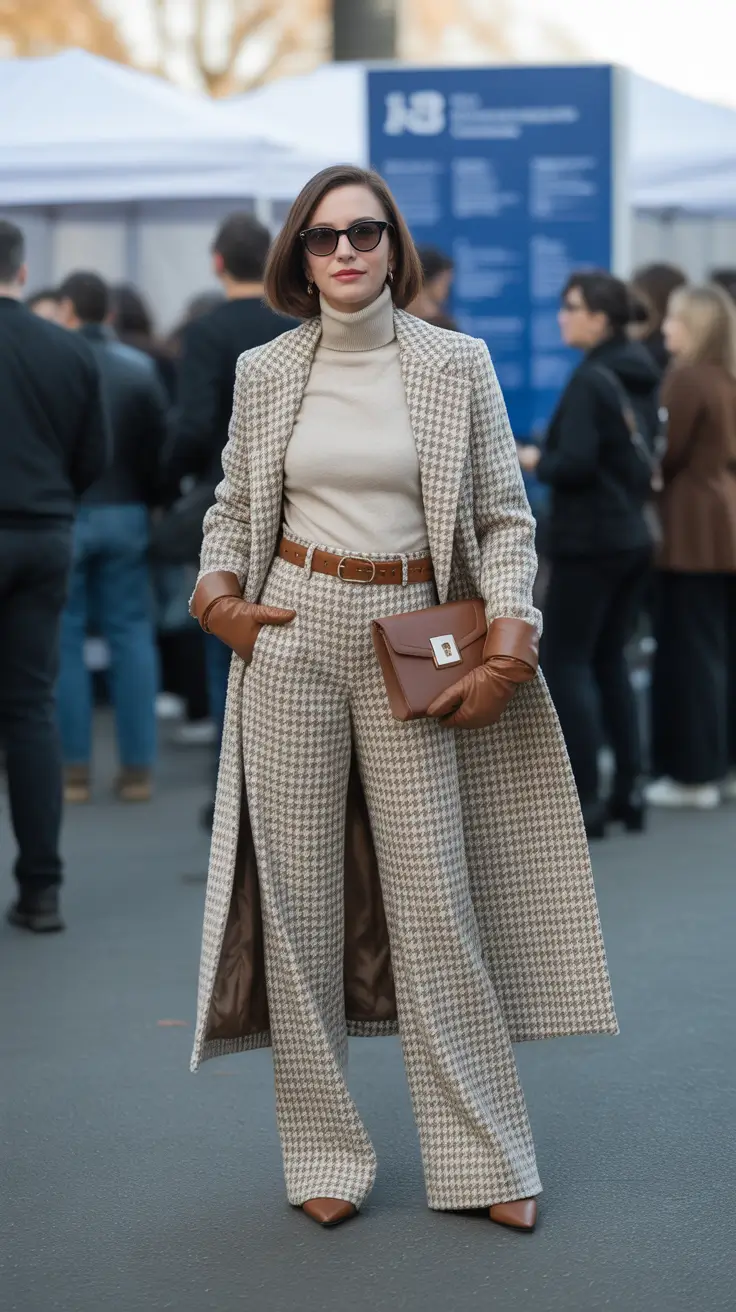 spring transition outfits 2026 Soft Houndstooth for Smart City Energy