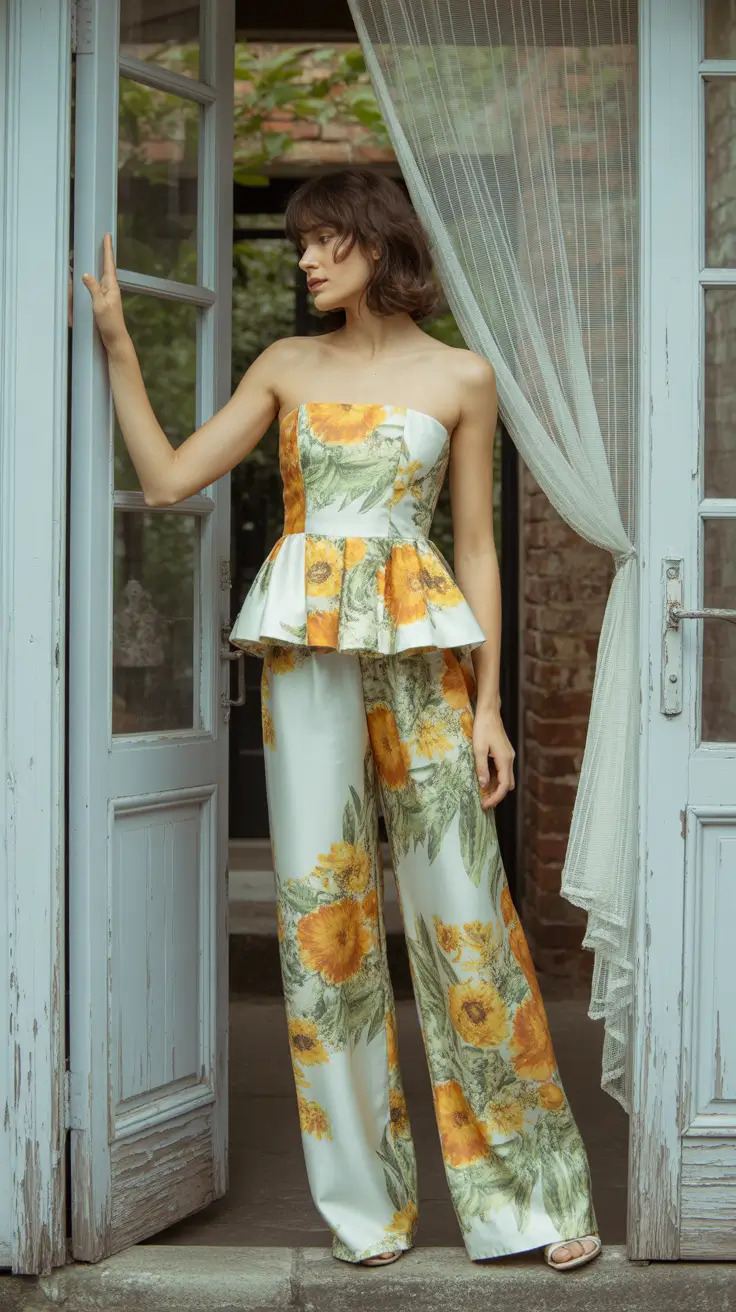 Spring travel outfits 2026 Sunflower Set for Statement Evenings