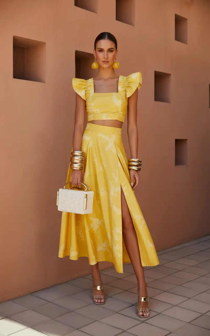 Spring vacation outfits 2026 Butter Yellow Elegance for Warm Evenings
