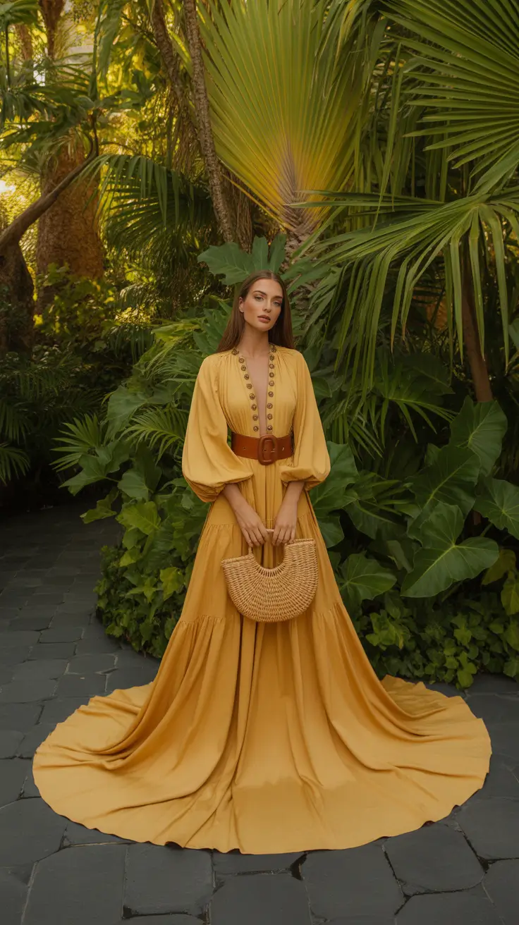 Spring Wardrobe 2026 Golden Maxi Dress With Soft Autumn Warmth