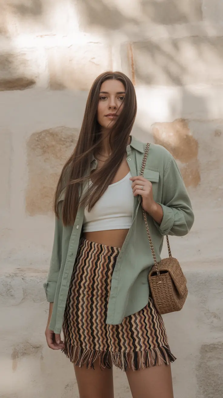 Spring Wardrobe 2026 Sage Overshirt and Pattern Play