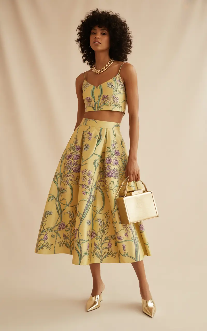 spring wedding outfit 2026 Yellow Two Piece Set for Trendy Guest Casual Energy