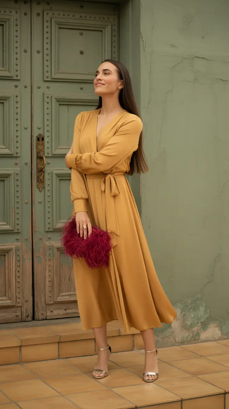 spring wedding outfit 2026 Golden Ease for Daytime Celebrations