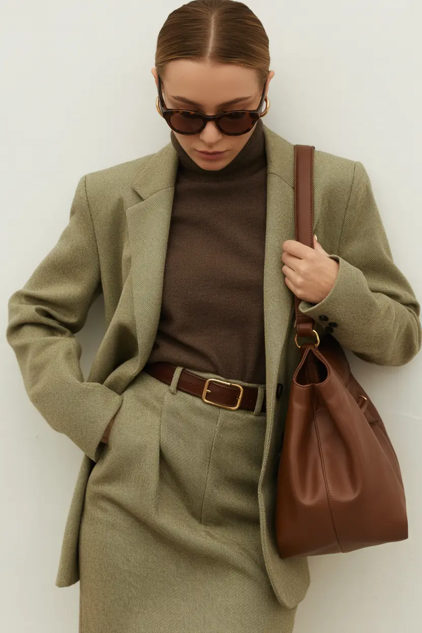 spring work outfits 2026 Soft Olive Suiting With Everyday Ease
