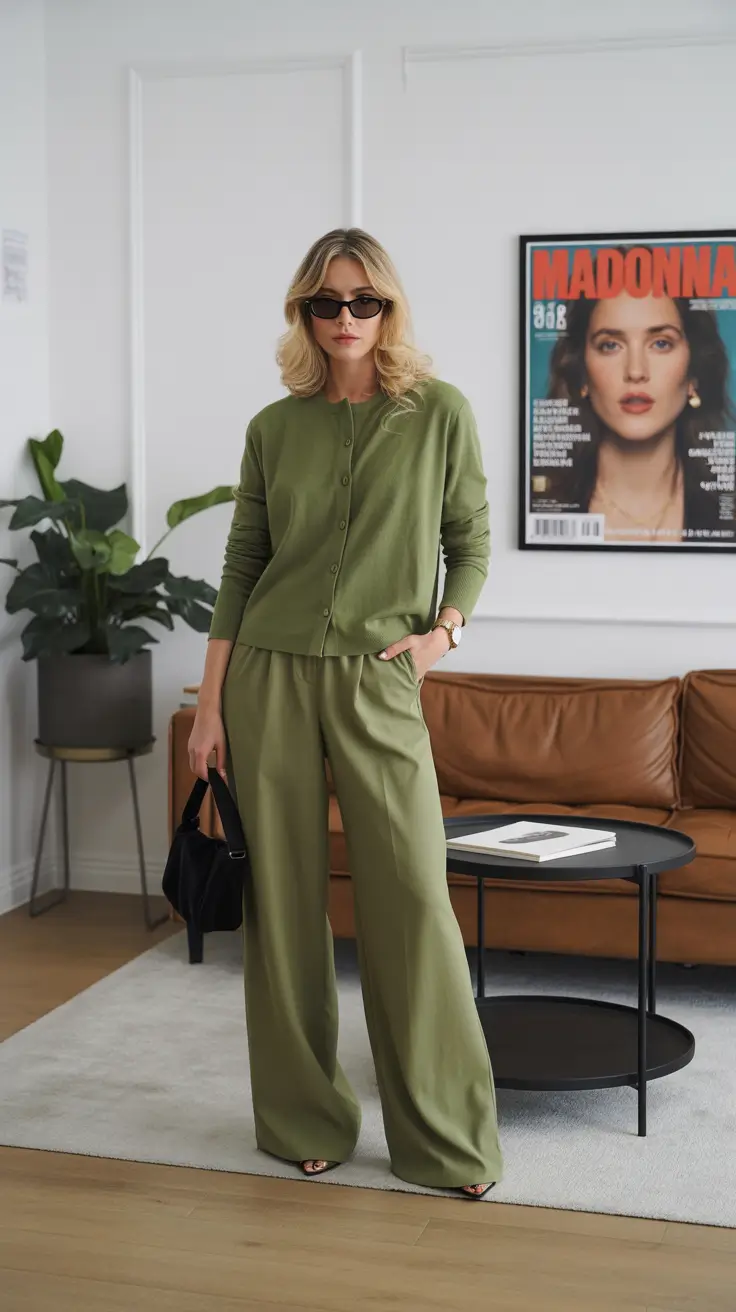 spring work outfits 2026 Soft Green Lounge Tailoring for Modern Offices