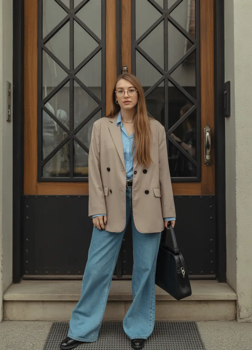 spring work outfits 2026 Relaxed Denim Meets Office Structure