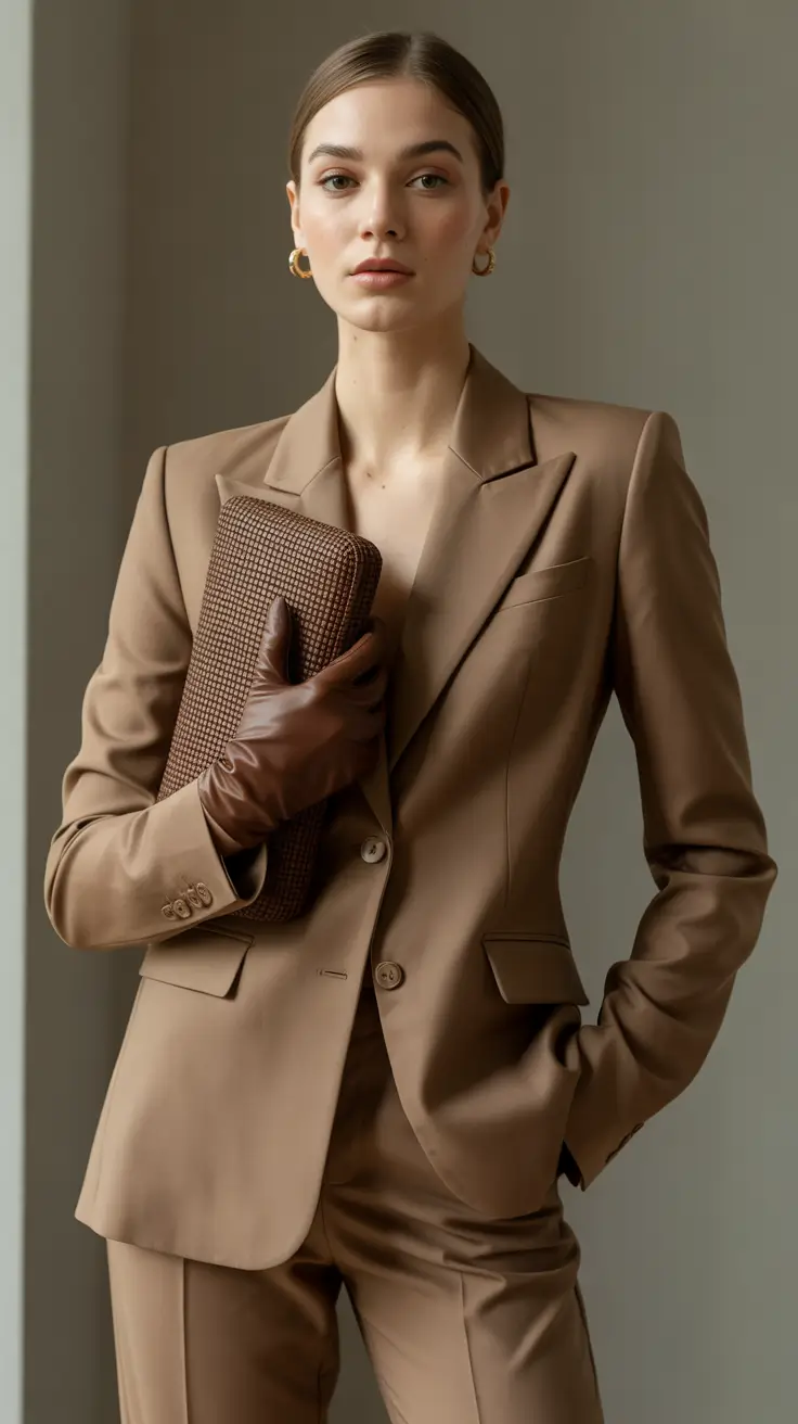 spring work outfits 2026 Monochrome Power Suit With Modern Polish