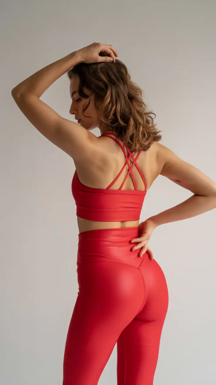 Spring workout outfits 2026 Red Strappy Set for Bold Spring Confidence