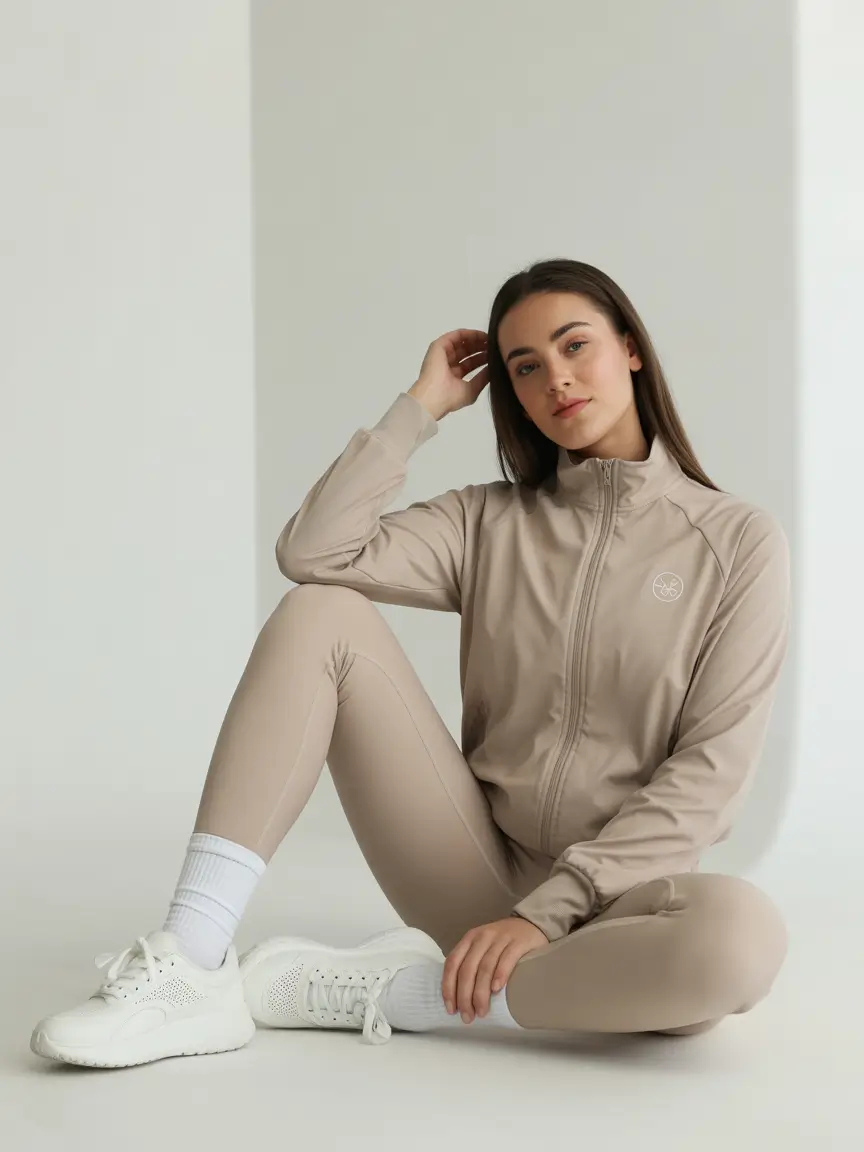 Spring workout outfits 2026 Neutral Zip Set for Clean Girl Training Days