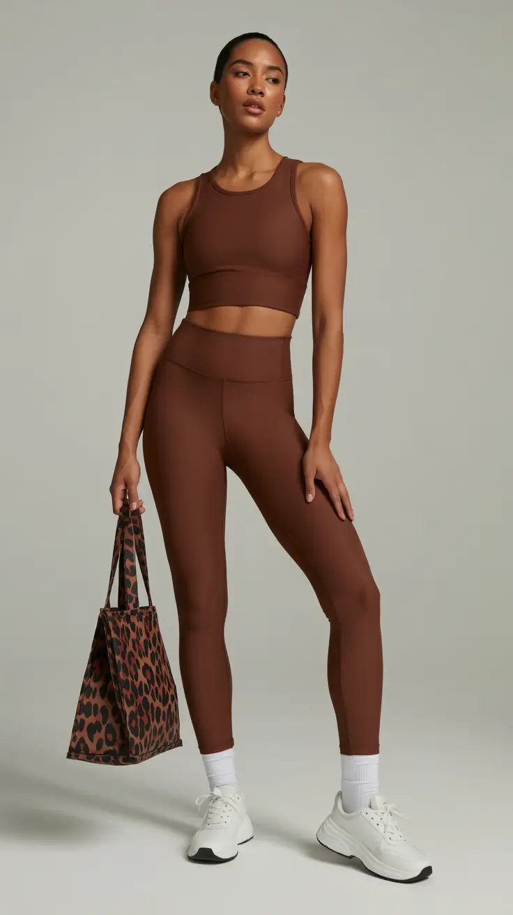 Spring workout outfits 2026 Chocolate Brown Matching Set with Elevated Basics