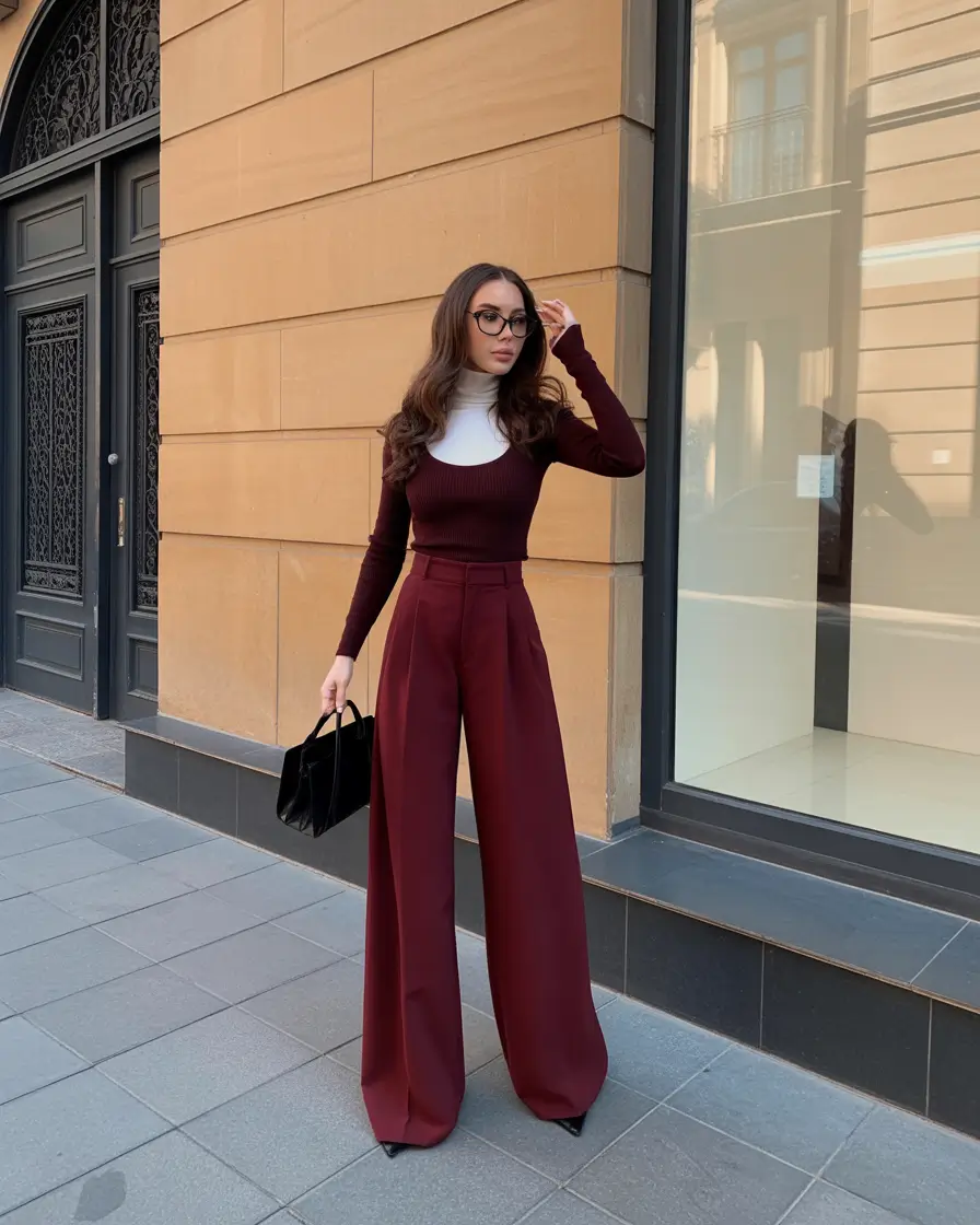 Spring Workwear 2026 Wine Tones and Wide Legs for After Hours Confidence