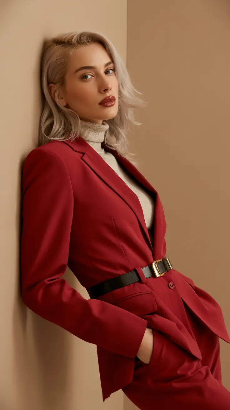 Spring Workwear 2026 Red Suiting With a Soft Knit Underlayer