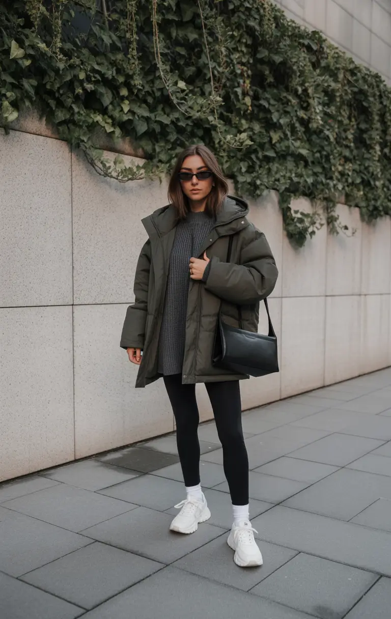 winter to spring outfits 2026 Sporty Puffer Minimal