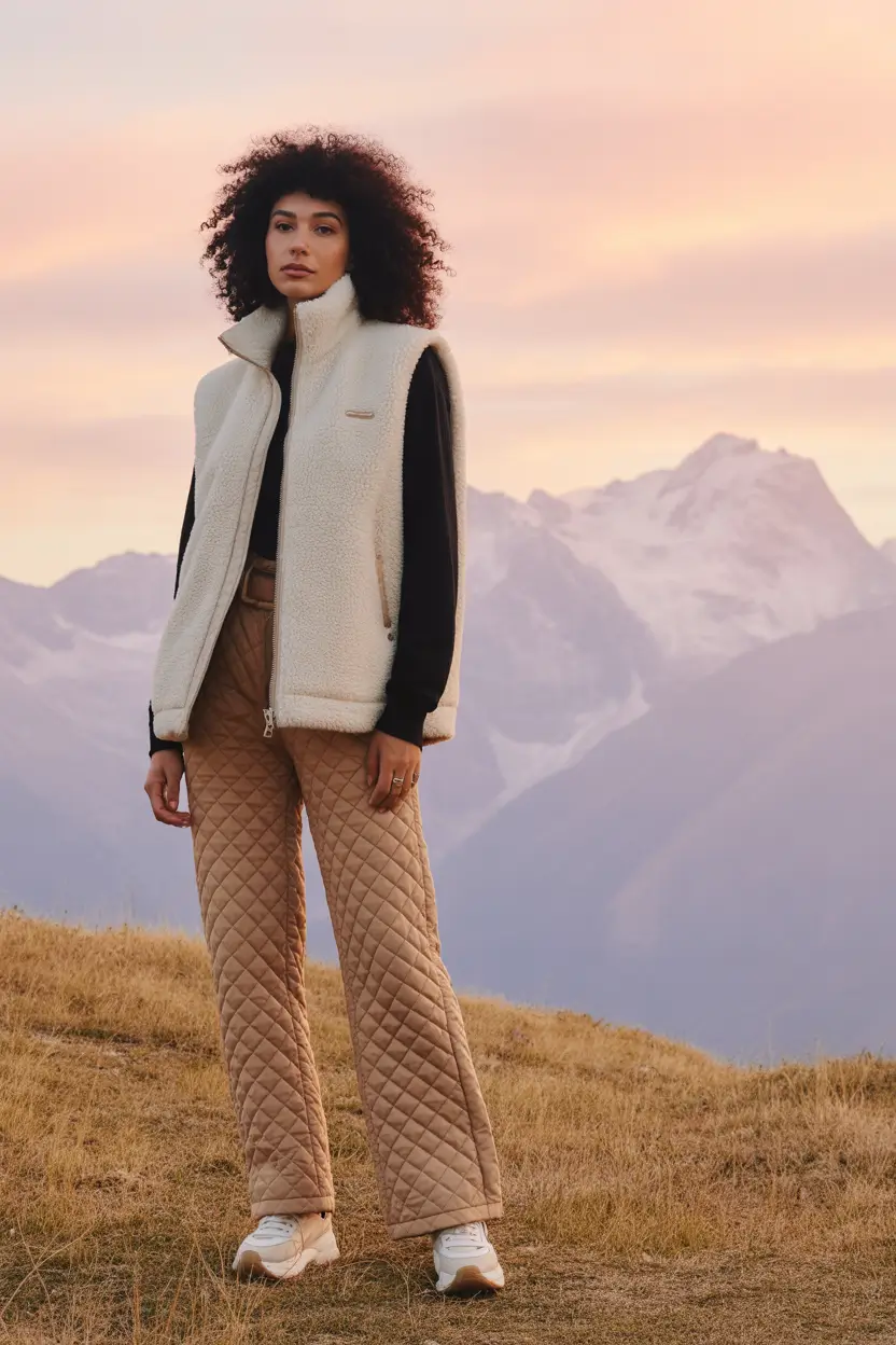 winter to spring outfits 2026 Fleece Vest