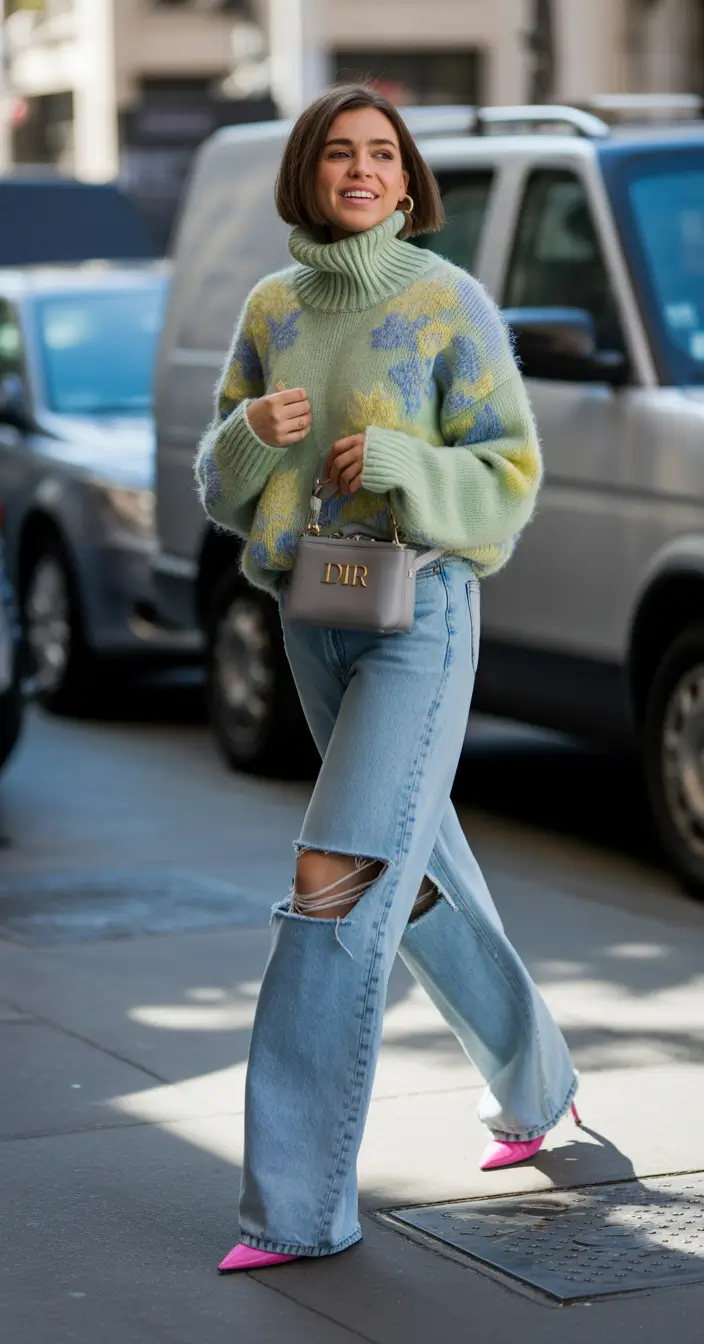 winter to spring outfits 2026 Soft Knits and Denim