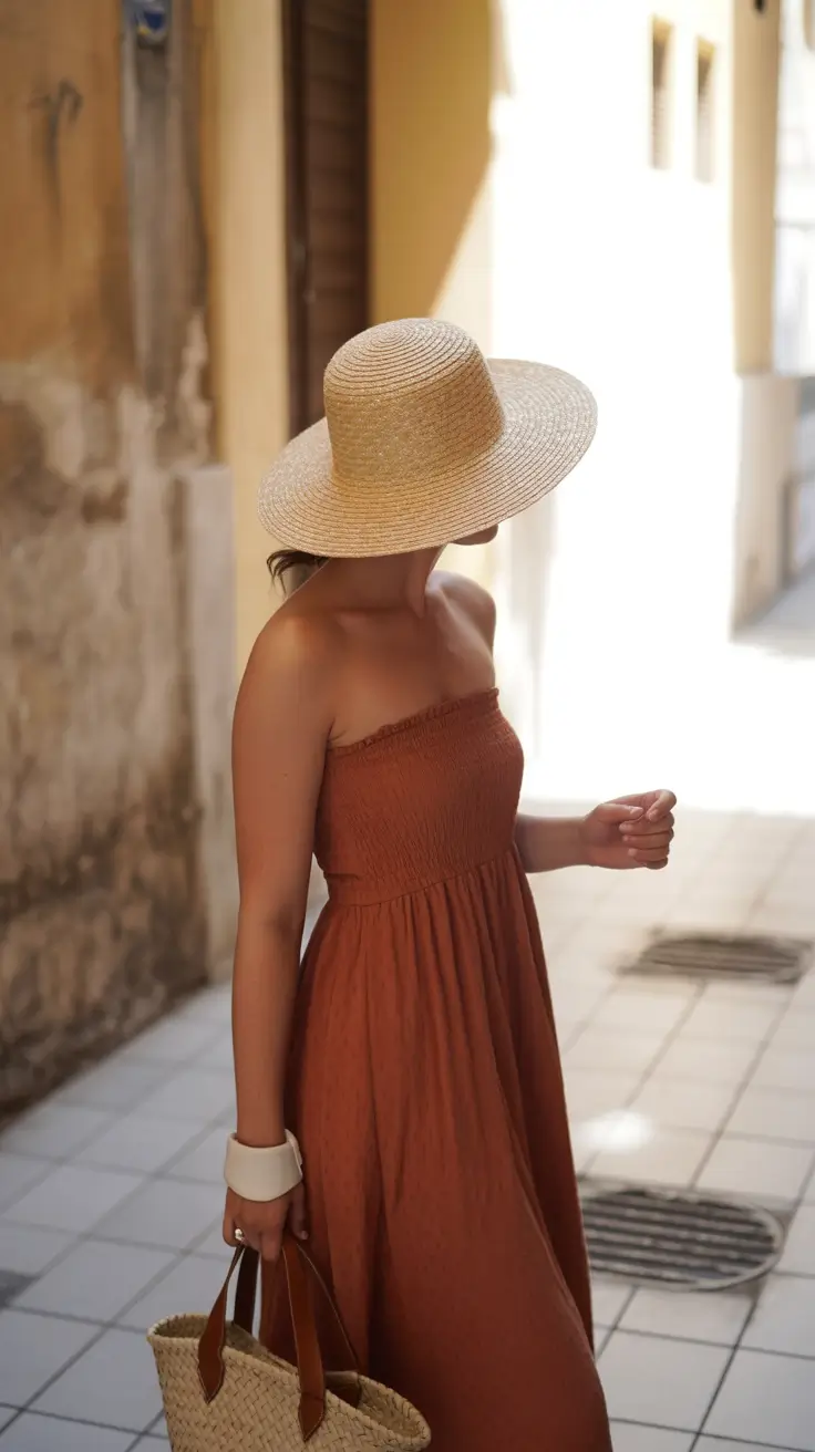 spring outfits boho 2026 Strapless Boho Dress for Warm Spring Streets