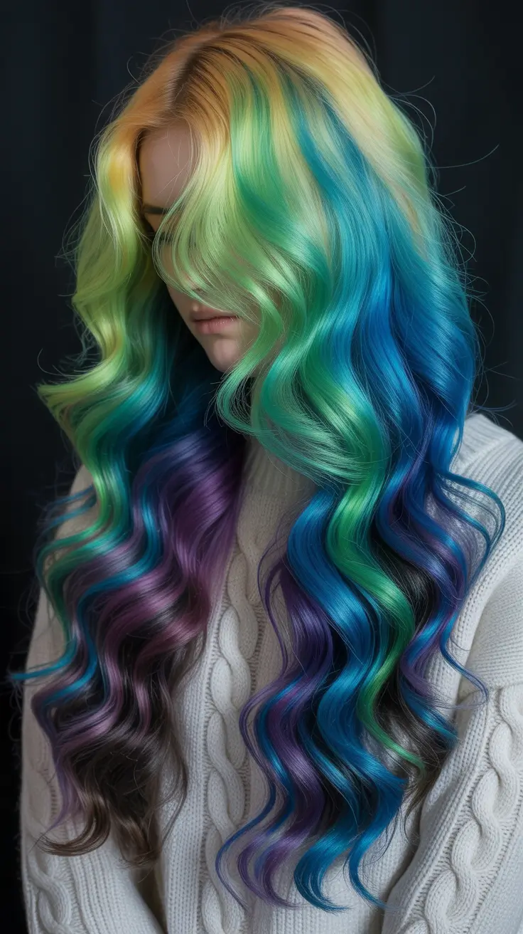 spring ombre hair color 2026 Mermaid Ombre With Blue Purple Pink Depth