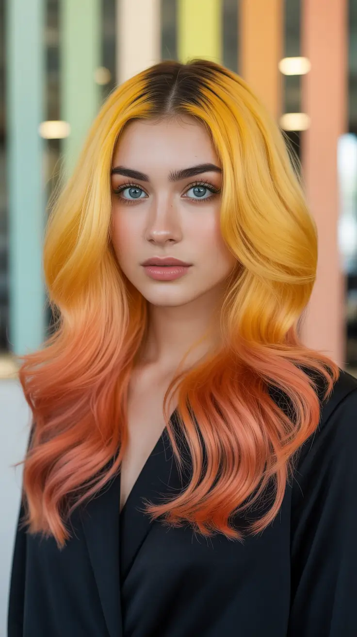 spring ombre hair color 2026 Peach Blonde Ombre