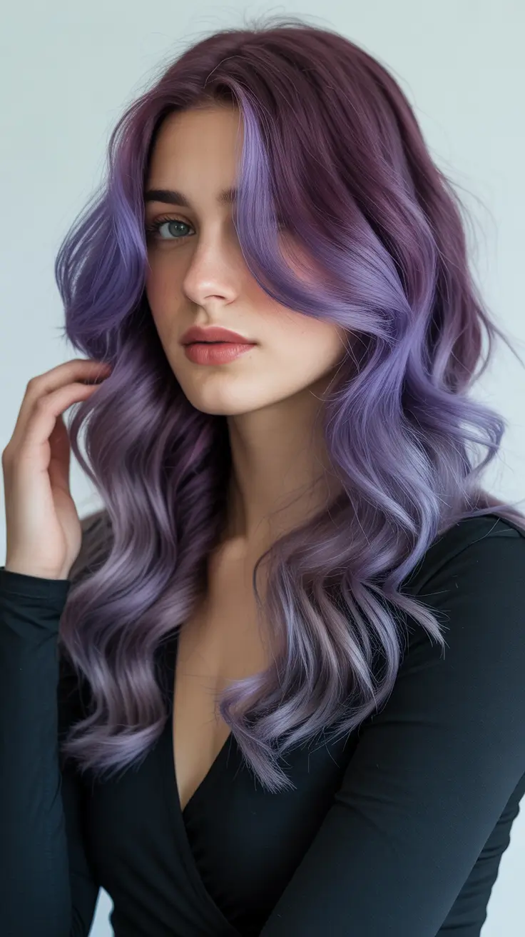 spring ombre hair color 2026 Blue Purple Pink Ombre