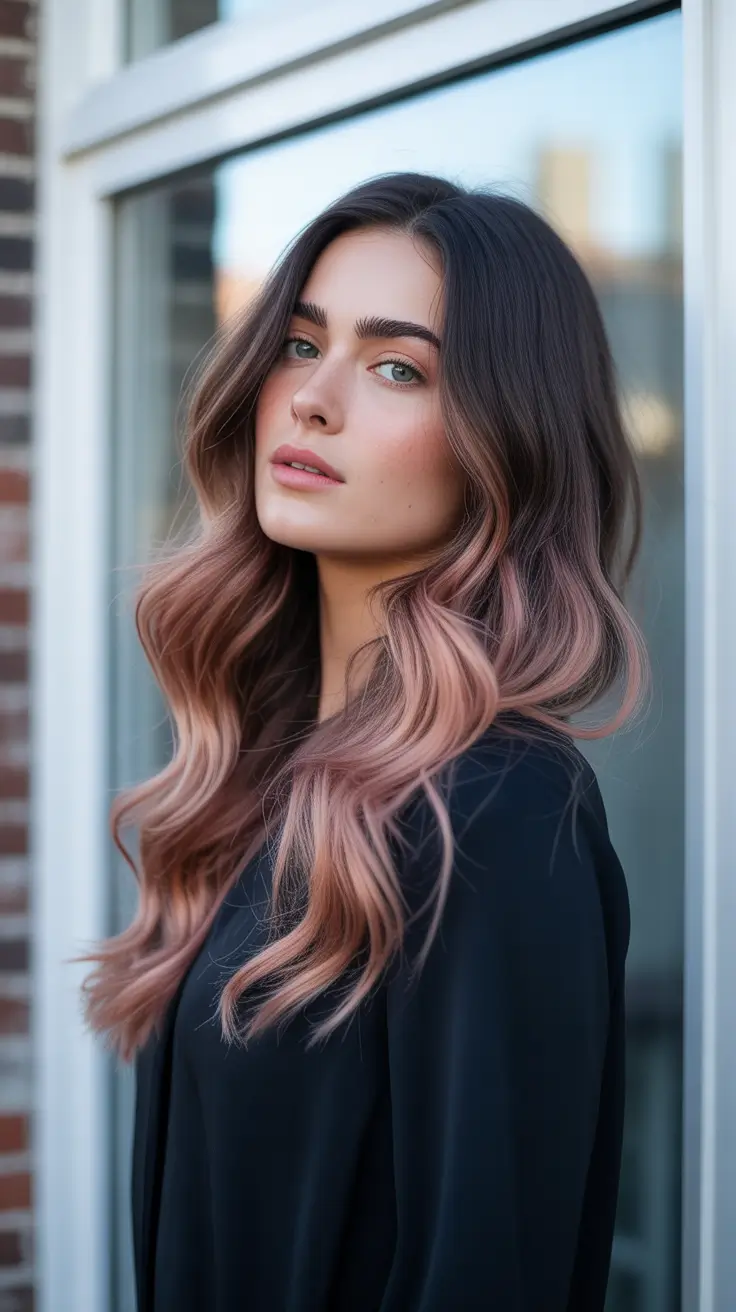 spring ombre hair color 2026 Soft Rose Ombre For Brunettes