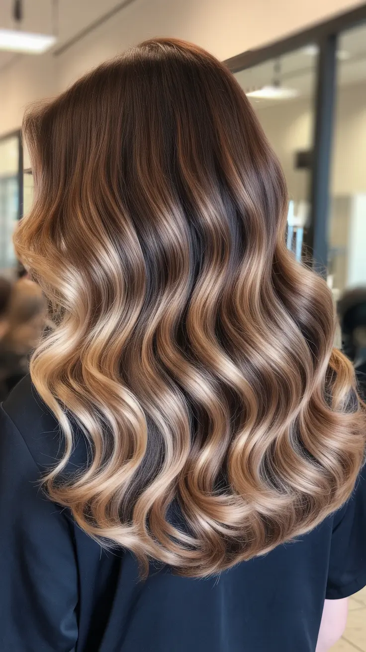 spring ombre hair color 2026 Caramel Blonde Ombre With Salon Waves