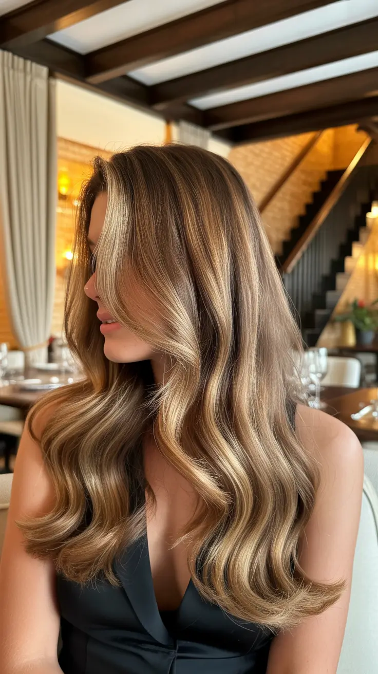 spring blonde hair color 2026 Warm Bronde With Natural Flow