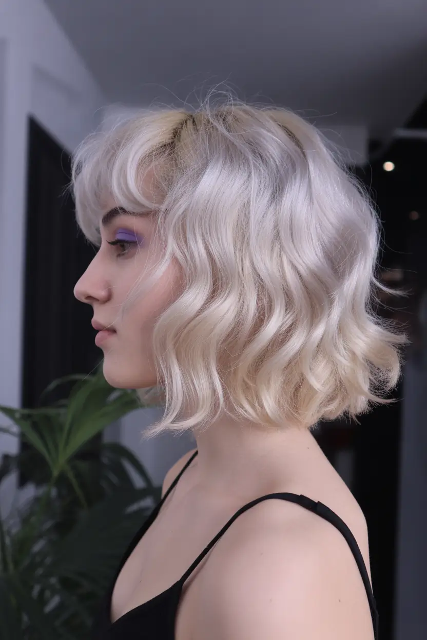 spring blonde hair color 2026 Cool Pearl Blonde With Soft Waves