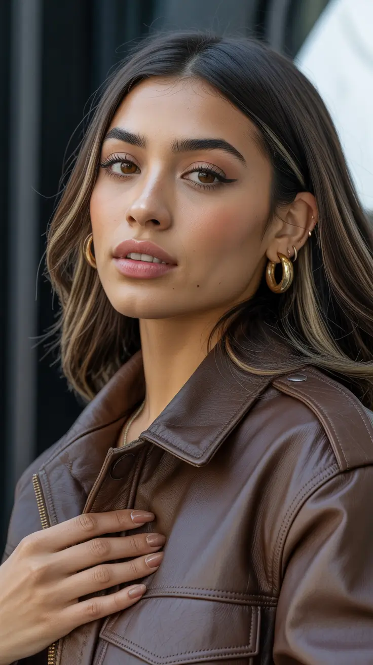 spring brunette hair color 2026 Warm Brunette With Subtle Face-Framing Highlights