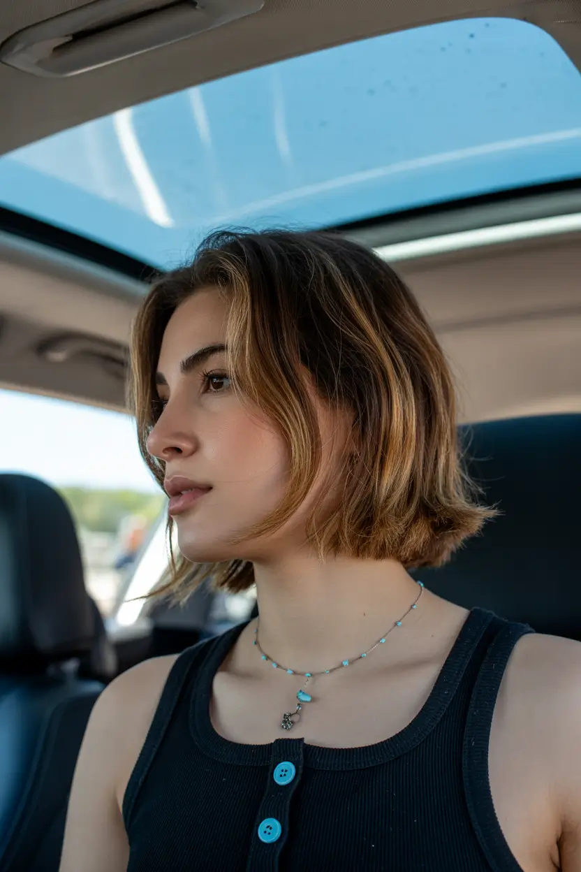 spring brunette hair color 2026 Casual Bob With Balanced Brunette Depth