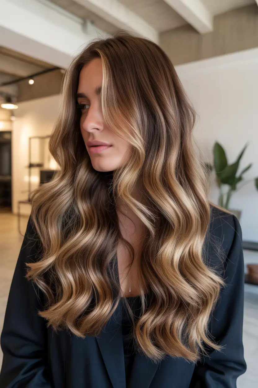 spring brunette hair color 2026 Balayage Dark Brown With Natural Flow