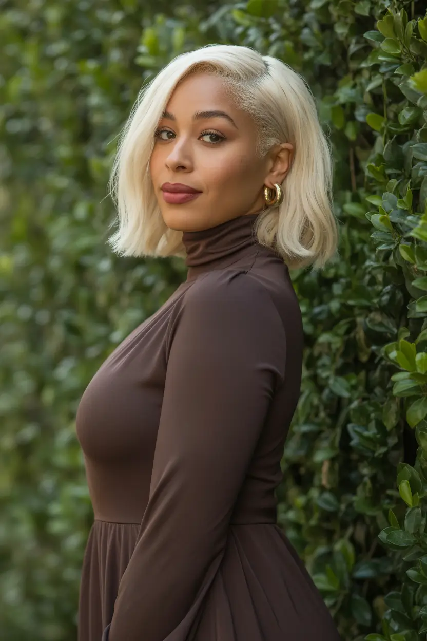 spring hair color for brown skin 2026 Platinum Bob