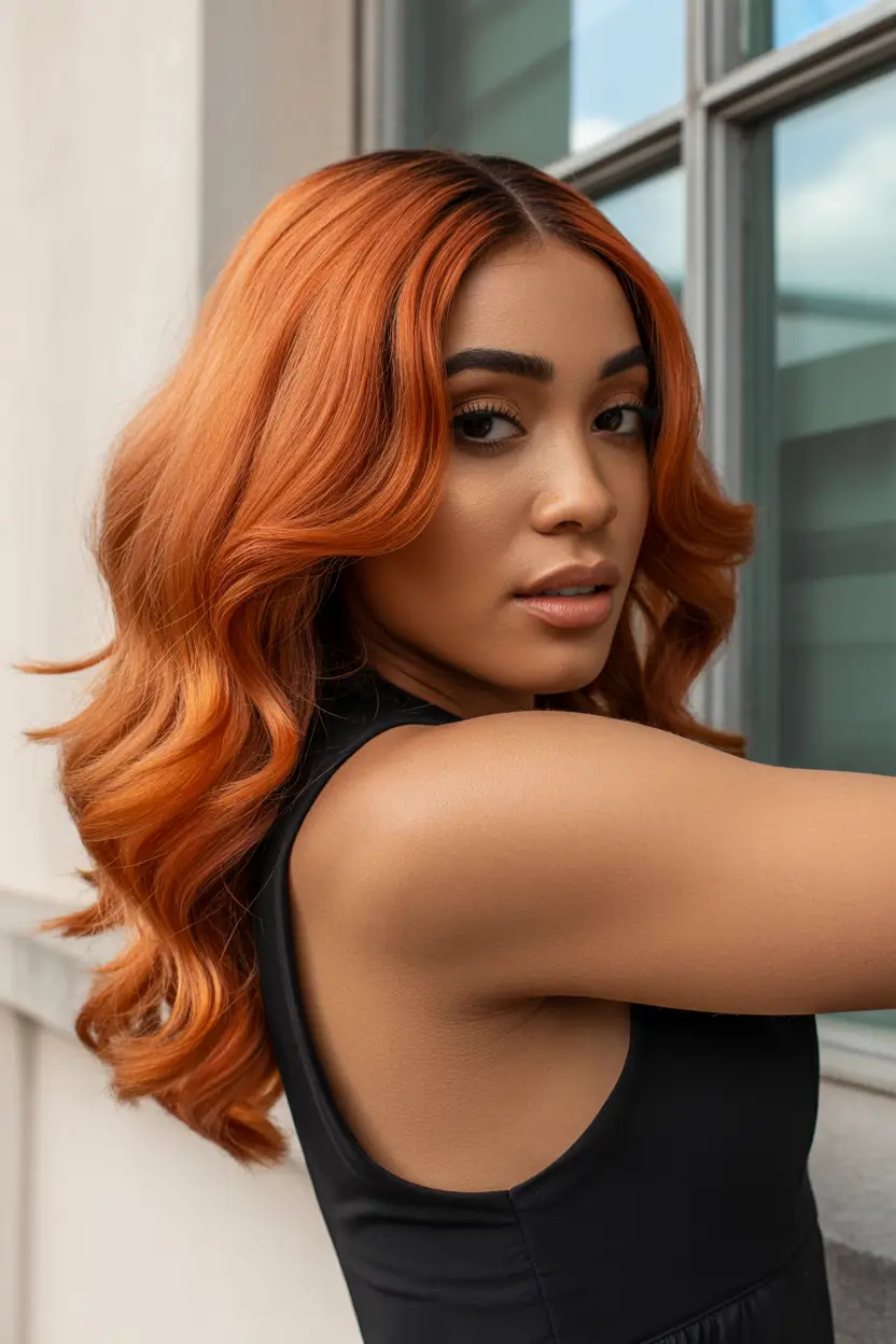 spring hair color for brown skin 2026 Bright Copper With a Soft Finish